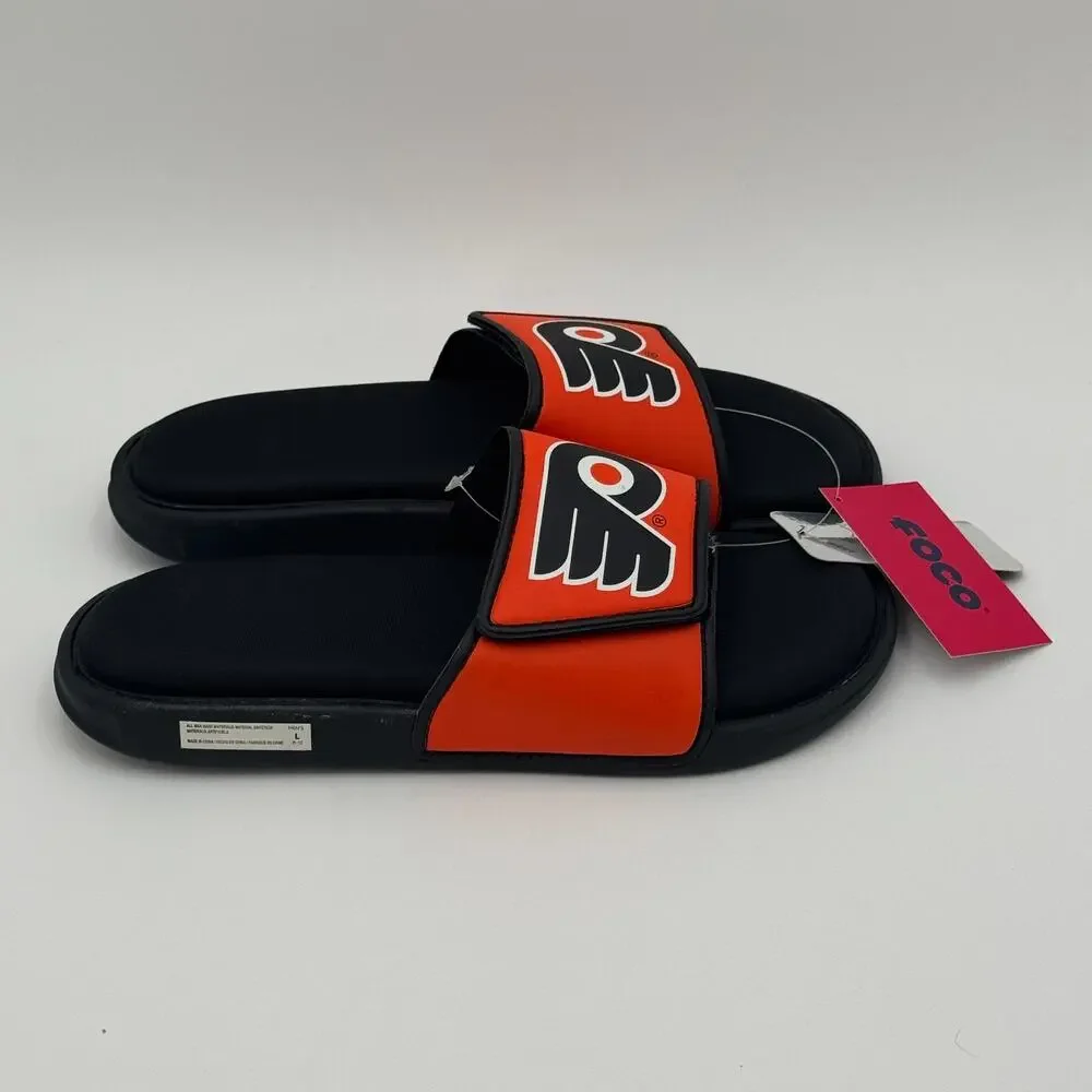 Philadelphia Flyers‎ FOCO Slide Sandals Mens L 11-12 NHL Shower Shoes NEW